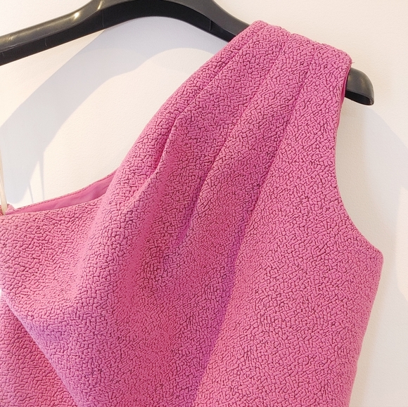 Halston Heritage Pink One Shoulder Dress Size 6 - Picture 3 of 7